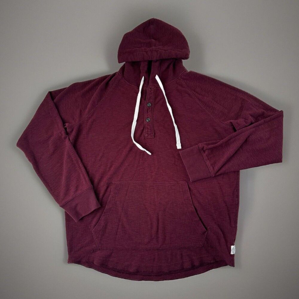 American Eagle Outfitters Mens Button Hoodie Maroon Burgundy Pullover Medium